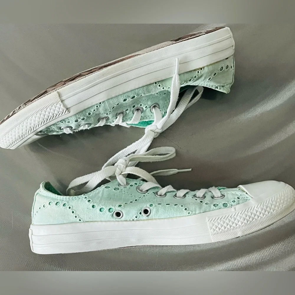 Converse All Star Chuck Taylor shoes Women’s 8 EU 39 Mint Green Sneakers Rare - Picture 4 of 14